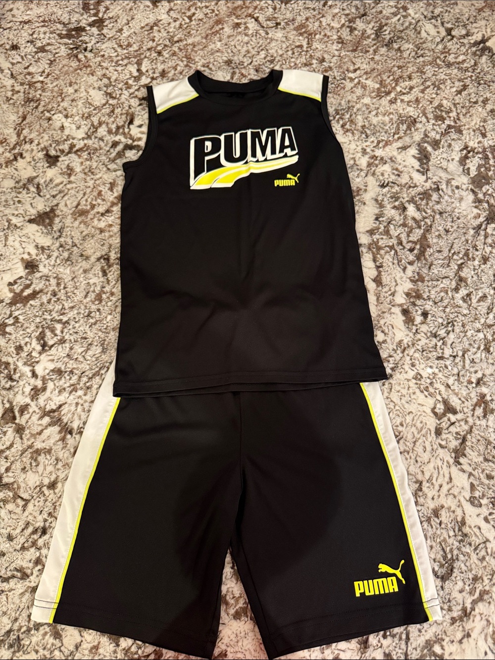 Puma Black with Yellow Accent Athletic Set